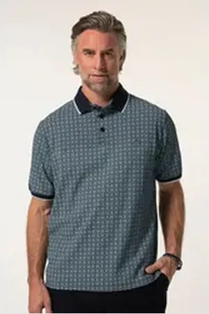 Boston Park Poloshirt Poloshirt Halbarm Alloverprint blau 56