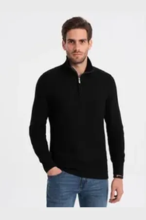Ombre Clothing Stehkragenpullover Männer- Pullover mit Stehkragen schwarz M