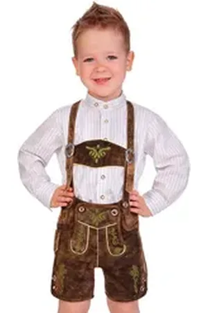 Isar Lederhose Lederhose Kinder - MATHEO - braun/grün braun|grün 92