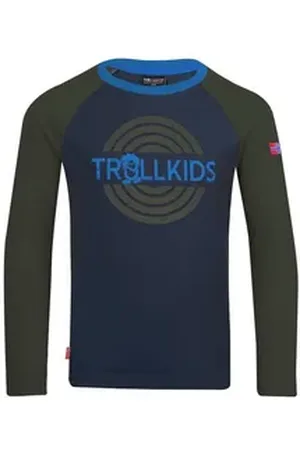 TROLLKIDS Longsleeve Preikestolen 100% Bio-Baumwolle blau|grün 98