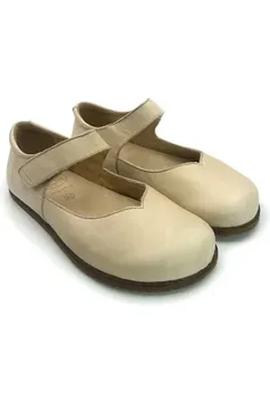 POLOLO Alma & Alina, bequemer Damen Barfußschuh aus pflanzlich gegerbtem Leder beige|weiß 39 EU