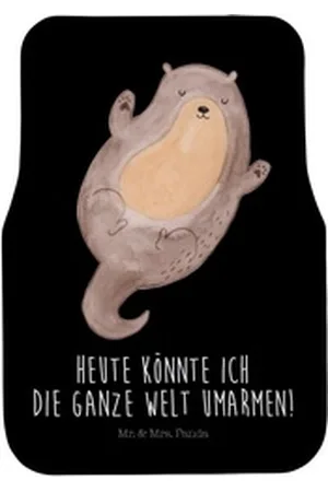 Mr. & Mrs. Panda Fußmatte Otter Umarmen - Schwarz - Geschenk, Fahrer, Otter Seeotter See Otter, Höhe: 63 mm schwarz