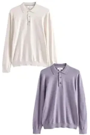 Next Langarm-Poloshirt Langärmelige Poloshirts aus Strick, 2er-Pack (2-tlg) beige M