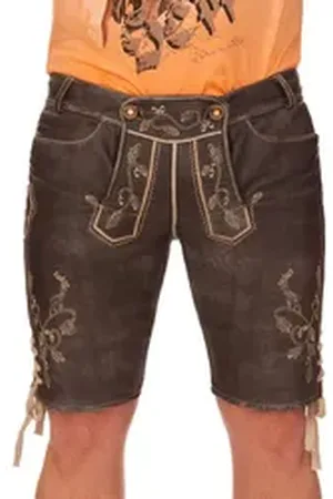SPIETH & WENSKY Trachtenlederhose Lederhose Herren kurz - FABIAN - schwarz schwarz 46