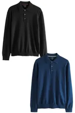 Next Langarm-Poloshirt Langärmelige Poloshirts aus Strick, 2er-Pack (2-tlg) blau L Reg