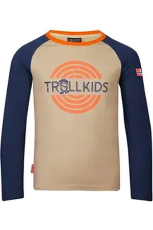 TROLLKIDS Longsleeve Preikestolen 100% Bio-Baumwolle beige|blau|braun 110