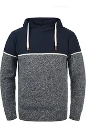 INDICODE Kapuzenpullover IDLynde Strickpulli aus Feinstrick blau XL