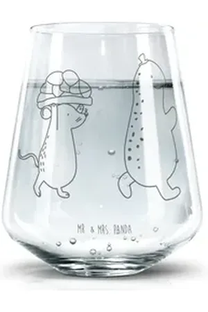 Mr. & Mrs. Panda Glas Schildkröte Maus - Transparent - Geschenk, Freundinnen, Trinkgläser, Premium Glas, Umweltfreundlich