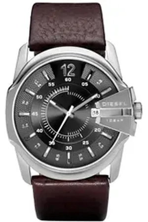 Diesel Quarzuhr MASTER CHIEF DZ1206, Armbanduhr, Herrenuhr, Datum, Lederarmband braun