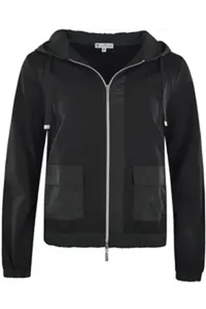 HAJO Kurzjacke Damen Sweatjacke mit Taftkapuze schwarz 44