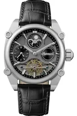 INGERSOLL 1892 Quarzuhr Herrenuhr Leder schwarz, (Analoguhr), Herren Armbanduhr rund, Lederarmband schwarz, Fashion schwarz