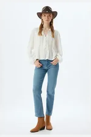 Koton Straight-Jeans Normale Leibhöhe Slim Straight blau 25/32