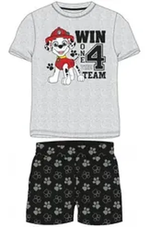 Paw Patrol Pyjama "Win 4 Team" Kurzer Jungen-Pyjama, Größe 98 bis 128 (Set, 2 tlg) grau|schwarz 128