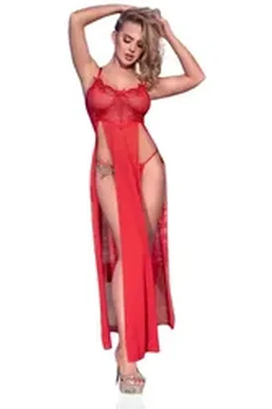Chilirose Negligé Chemise Gown CR4371 Christmas Weihnachts-Negligee Xmas-Outfit rot XL