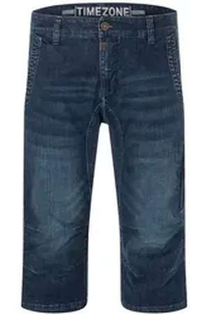 Timezone Jeansshorts Jeans Shorts mit geradem Bein und Kontrast Naht Capri Hose Regular ConnorTZ 3/4 blau 31W