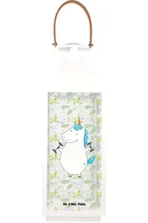 Mr. & Mrs. Panda Gartenleuchte Einhorn Fitness XL - Transparent - Geschenk, Unicorn, XXL Laternen, G, Einzigartige Motive 19 cm x 24 cm x 55 cm x 20 cm