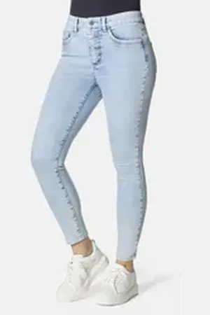 Stooker Women 5-Pocket-Jeans Rio Fexxi Move Strass Skinny Fit Skinny Fit Casual Clean Wash Denim Jeans Magic Shape Effekt für Damen blau 36