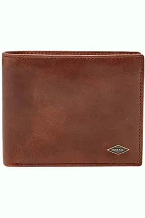 Fossil Geldbörse Large Coin Pocket Bifold, aus echtem Rindsleder mit RFID-Blocker Schutz braun 11.5 cm x 9.5 cm x 2.5 cm