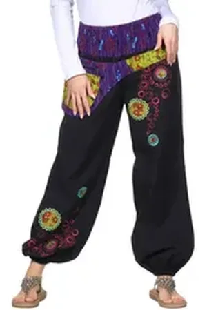 Kunst und Magie Haremshose Damen IBIZA Strandhose Wellnesshose Pluderhose in verschiedenen Farben schwarz 4XL