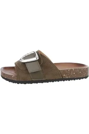 Ital-Design Damen Mules Freizeit Pantolette (85878320) Flach Pantoletten in Olive grün 41 EU