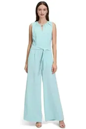 Betty & Co Betty&Co Overall Jumpsuit ohne Arm (1-tlg) Falten blau 42
