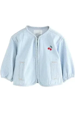 Next Kurzjacke Gestreifte Kapuzenjacke mit Reißverschluss (1-St) blau 62-68 (3-6 Mon.)