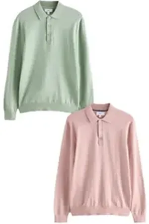 Next Langarm-Poloshirt Langärmelige Poloshirts aus Strick, 2er-Pack (2-tlg) grün M