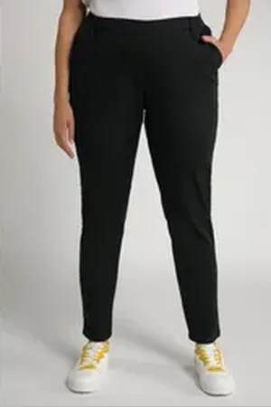 Ulla Popken Schlupfhose Chino Rena teilelastischer Bund konisches Bein schwarz 58