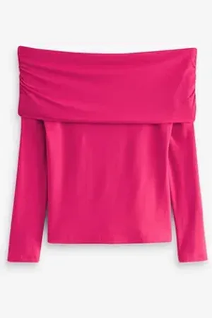 Next Langarmshirt Langärmeliges, schulterfreies Bardot-Oberteil (1-tlg) rosa 42