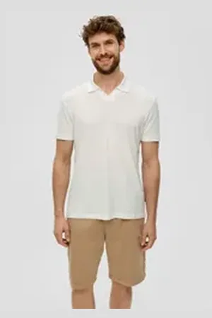 QS by s.Oliver Kurzarmshirt Poloshirt aus Leinenmix weiß XL