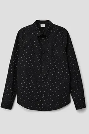 QS by s.Oliver Langarmhemd Slim: Hemd mit Allover-Print schwarz M