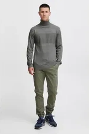 INDICODE Rollkragenpullover IDErnetto Rollkragenpulli mit abgesetztem Strickmuster grau XL