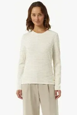 Comma, Comma Langarmshirt Langarmshirt mit gestrickten Streifen aus Glitzergarn Zierknopf 46