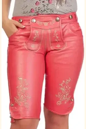 MARJO Lederhose Trachtenlederhose Damen - CASSINA - koralle 32