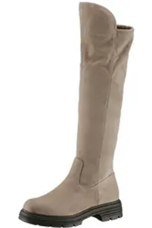 Tamaris Overkneestiefel, Blockabsatz, Langschaftstiefel, Overkneestiefel, vegane Verarbeitung braun 41 EU
