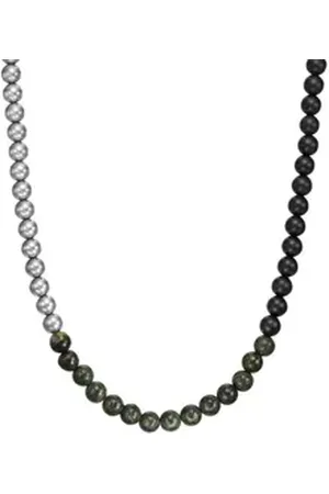 Giorgio Armani ARMANI EXCHANGE Edelstahlkette Schmuck Geschenk Halsschmuck Halskette Kugeln, AXG0140040, mit Achat, Serpentin grün|schwarz