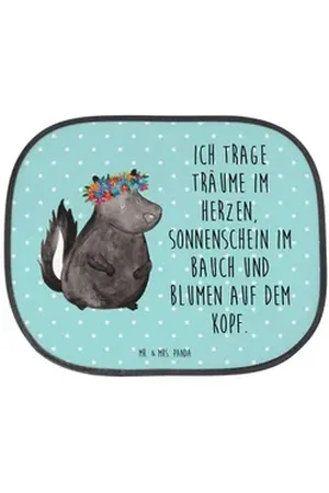 Mr. & Mrs. Panda Sonnenschutz Stinktier Mädchen - Türkis Pastell - Geschenk, Skunk, Sonnenschutz Au, Seidenmatt, Vielseitig blau