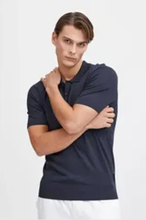 Casual Friday Poloshirt CFKarl SS polo knit strukturiertes Poloshirt mit Reißverschluss blau S
