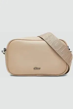 QS by s.Oliver Tragetasche Camera-Bag aus Lederimitat, Logo braun