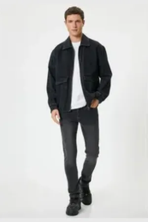 Koton Slim-fit-Jeans Normale Leibhöhe Slim grau 33/32