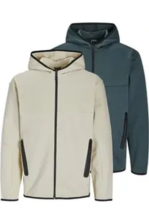 JACK & JONES Hoodie 2er Pack Fusion (Spar-Set, 2-tlg) Sweatjacke / Hoodie - Atmungsaktiv - Locker geschnitten beige|blau|bunt M