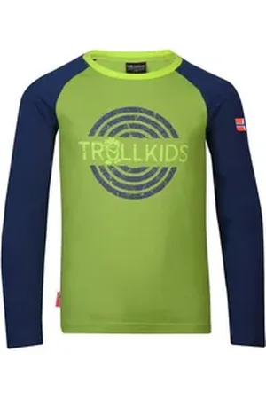 TROLLKIDS Longsleeve Preikestolen 100% Bio-Baumwolle blau|grün 128