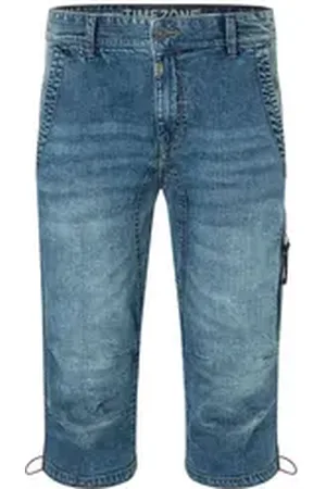 Timezone Jeansshorts Jeans Shorts mit geradem Bein und Kontrast Naht Capri Hose Regular ConnorTZ 3/4 blau 31W