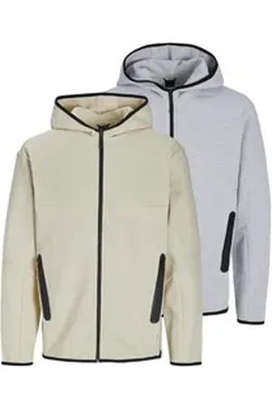 JACK & JONES Hoodie 2er Pack Fusion (Spar-Set, 2-tlg) Sweatjacke / Hoodie - Atmungsaktiv - Locker geschnitten beige|bunt|grau XL