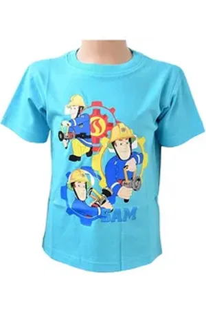 Feuerwehrmann SAM T-Shirt Jungen Kurzarmshirt Größe 92-116 cm blau 92 cm