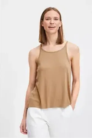B YOUNG Trägertop BYPIRENI TOP - Basic Spaghettitop mit gekreuzten Trägern braun XL