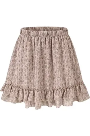 SASSYCLASSY Rüschenrock Rüschenrock Damen kurz in A-Linie mit Volants Minirock Elegant mit Gummibund in Leo Blumen Karo Muster Schwarz Beige rosa S
