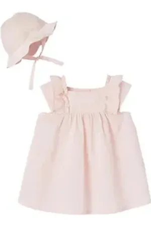 Vertbaudet Minikleid Mädchen Baby Geschenk-Set: Kleid & Sonnenhut rosa 71
