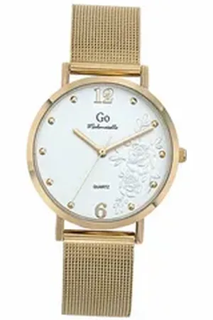GO Girl Only Quarzuhr Damen Uhr Edelstahlarmband, (Analoguhr), Damenuhr Edelstahlarmband gold, rund, mittel (ca. 34mm) goldfarben