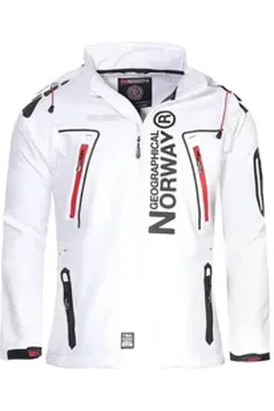 Geographical Norway Softshelljacke Herren Softshell Wander Sport Übergangsjacke Trekking Jacke in Unifarbe, mit abnehmbarer Kapuze, mit Stehkragen weiß L